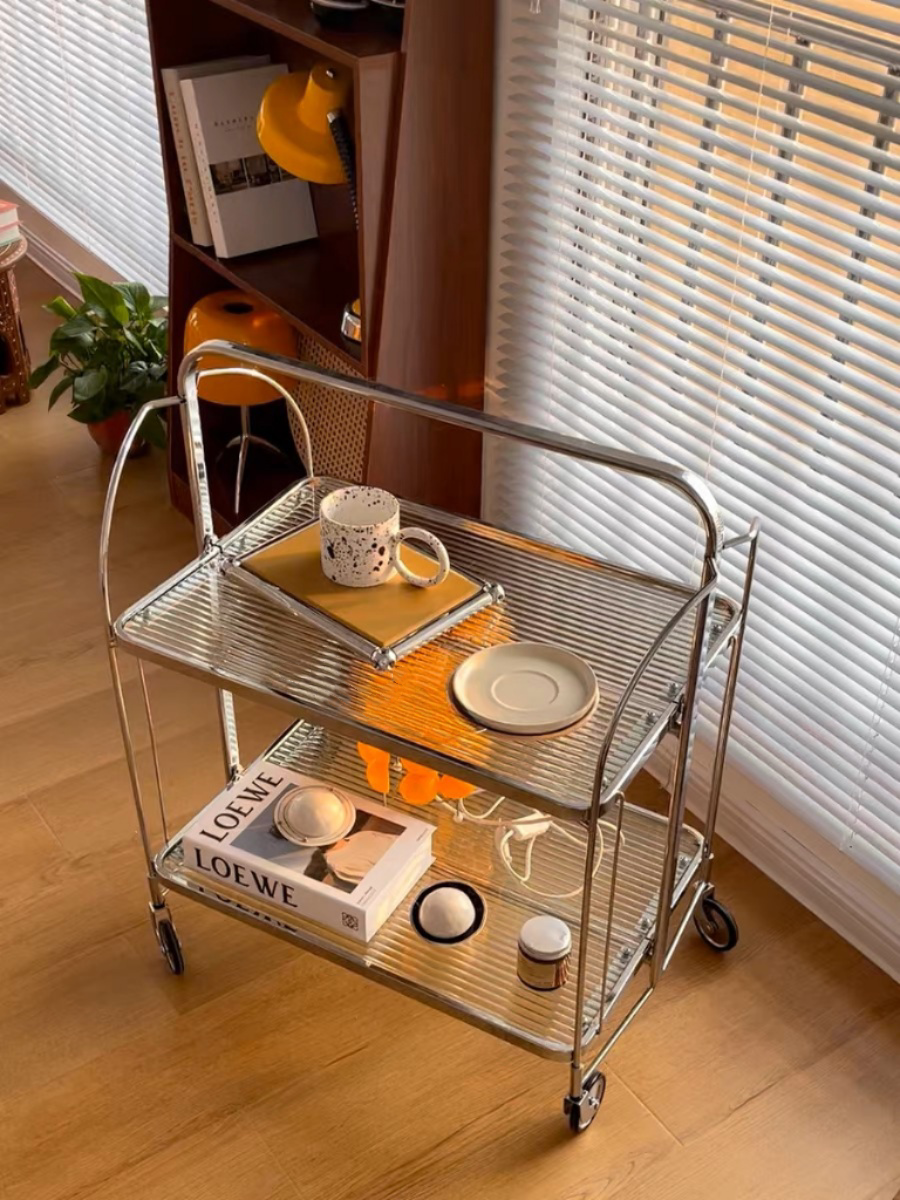 Fluted glass trolley
