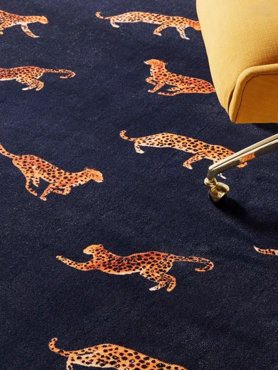 Indigo cheetah carpet